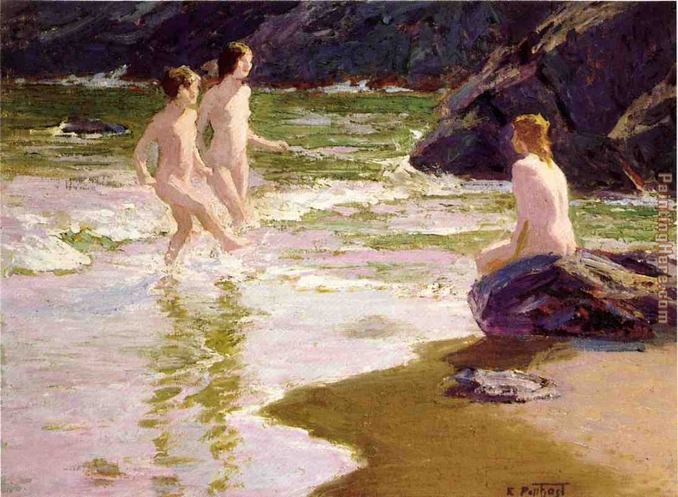 Young Bathers painting - Edward Henry Potthast Young Bathers art painting